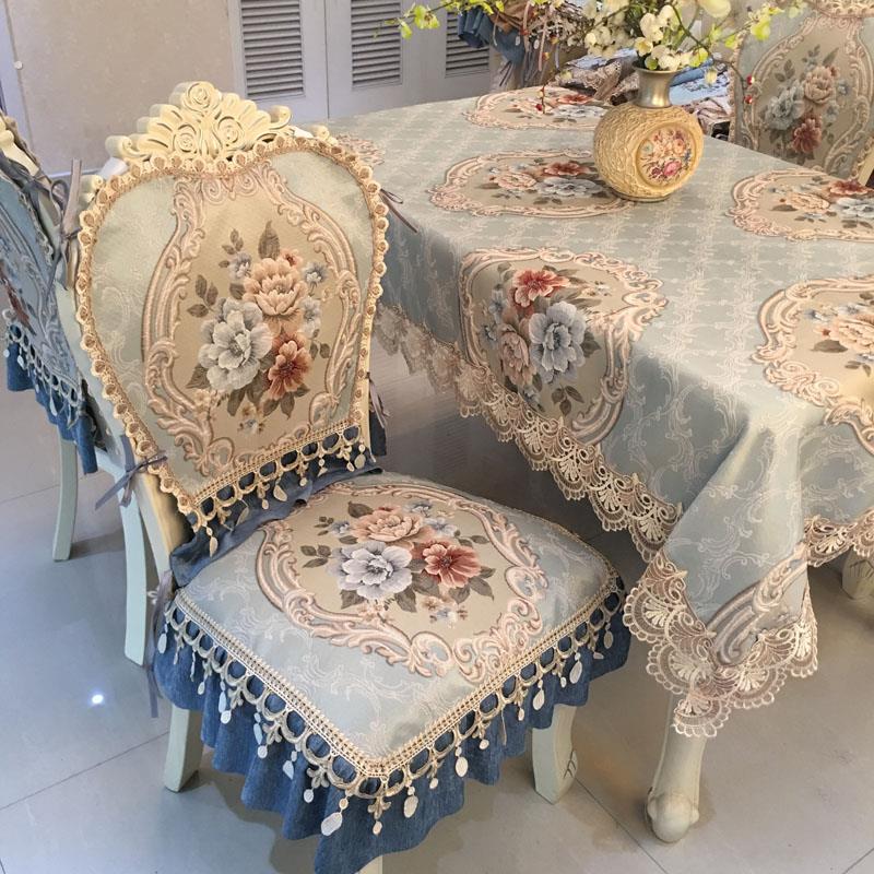 高档奢华欧式餐桌椅垫家用套装桌布坐垫椅套四季可用背巾防滑定制
