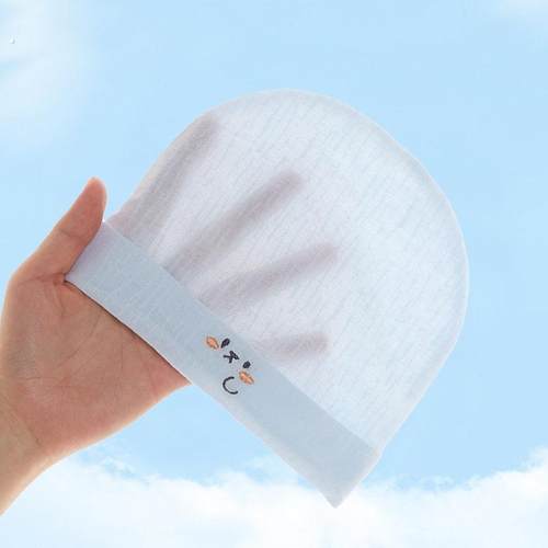 婴儿帽子夏季薄款单层胎帽0新生儿3无骨透气护卤门帽初生宝宝帽子
