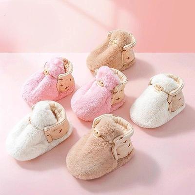 新生儿冬季保暖毛毛鞋脚套婴幼儿软底宝宝秋冬学步前鞋0-1岁