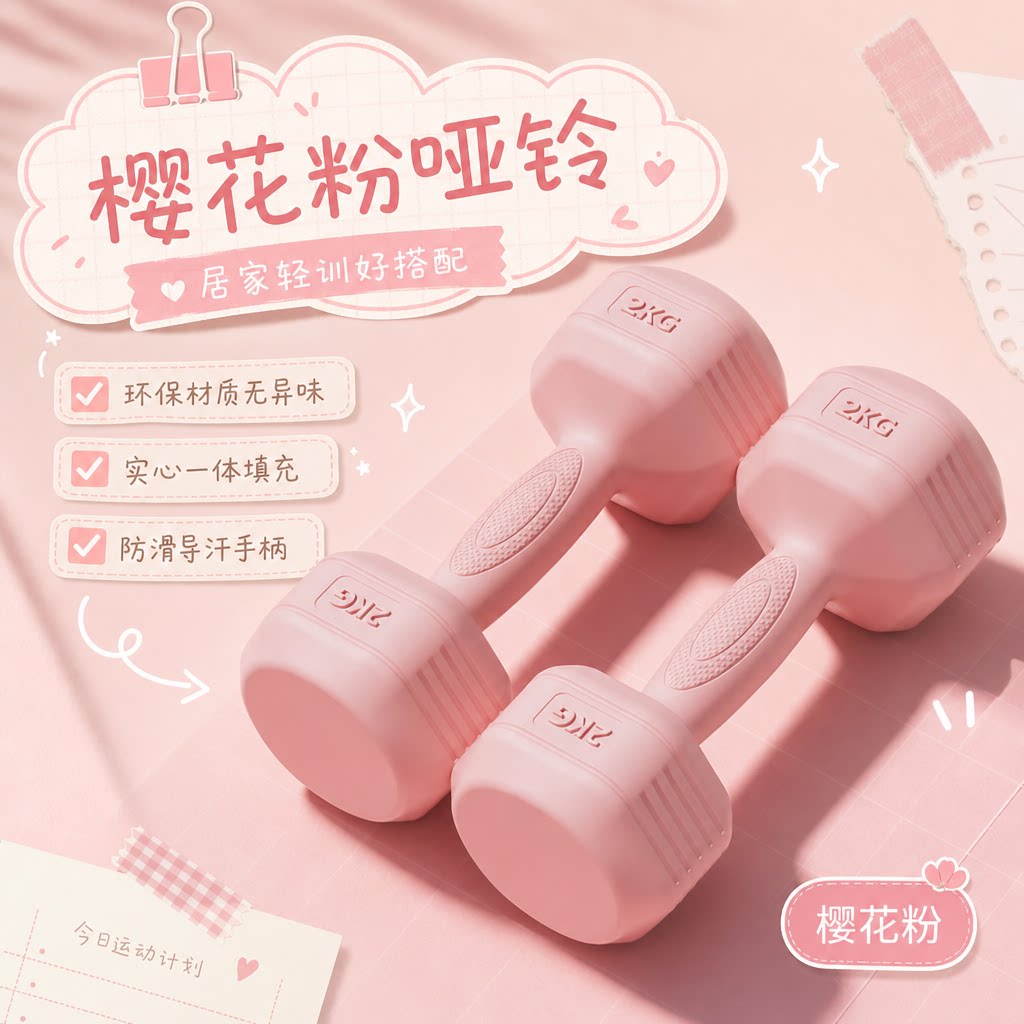 哑铃女士健身家用女生瘦手臂小巧2kg1公斤一对女生居家健身小哑铃