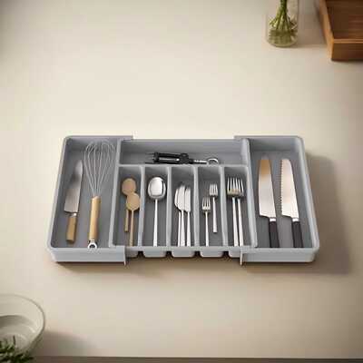 新款 Expandable Utensil Tray可扩展刀叉餐具托盘抽屉收纳