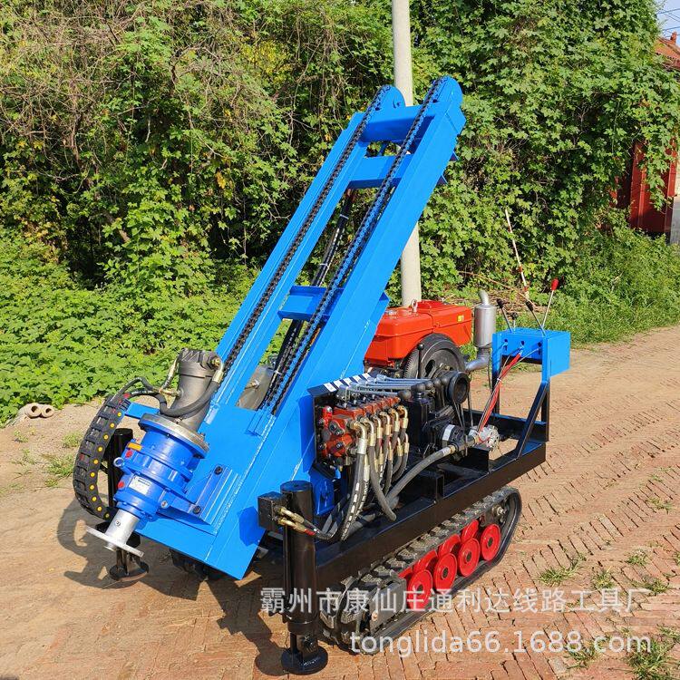 5.5千瓦小型木屋地桩打孔机 快速垂直成孔 高速护栏桩液压打桩机