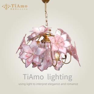 法式Murano穆拉诺中古风覆古现代设计师饭厅卧室玄关花卉玻璃吊灯