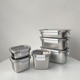 304不锈钢饭盒带饭微波炉可加热便当盒密封保鲜盒家用冷藏收纳盒