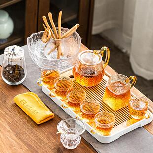 家庭办公室接待锤打玻璃茶具组合套装功夫茶杯茶壶小套可访问的豪