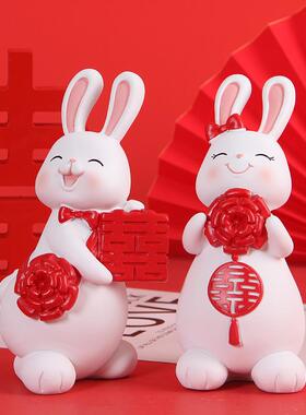 创意情侣兔子结婚礼品，婚房装饰，客厅装饰，的朋友礼品，新婚夫