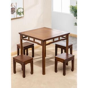 竹制中式方桌，彷古八仙桌，方桌，家庭餐桌椅，棋牌桌，四仙桌