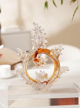 琉璃抽象艺术浪花摆件财源滚滚现代轻奢客厅玄关电视柜酒柜装饰品