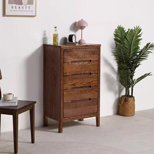 纯实木高五斗橱全红橡木五斗柜现代简约日式小户型北欧风格抽屉柜