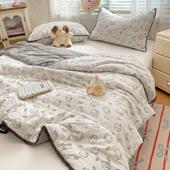 猫双层纱布夏被夏凉被空调被裸睡双层学生宿舍薄被机洗女孩