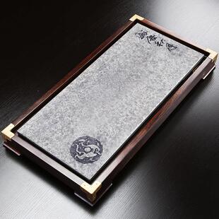 友尚乌金石茶盘黑檀木实木茶台石制家用办公简约大小号茶海排水式