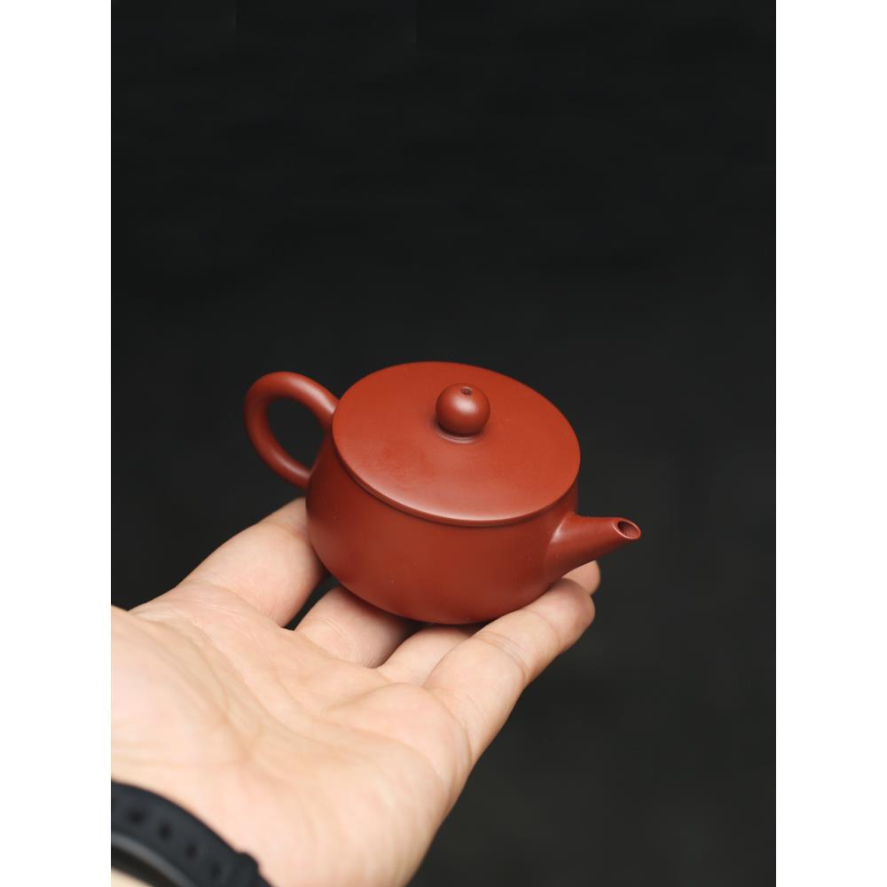 宜兴大红袍迷你潮汕功夫紫砂茶壶一人壶两杯小号小容量开口大敞口
