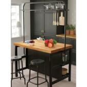 小吧台桌 独立窄移动餐桌 实木用餐侧柜一体化 厨房岛桌 开放式