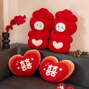压床娃娃娃娃一对结婚喜字抱枕公仔喜娃娃婚房布置用品新婚礼物送