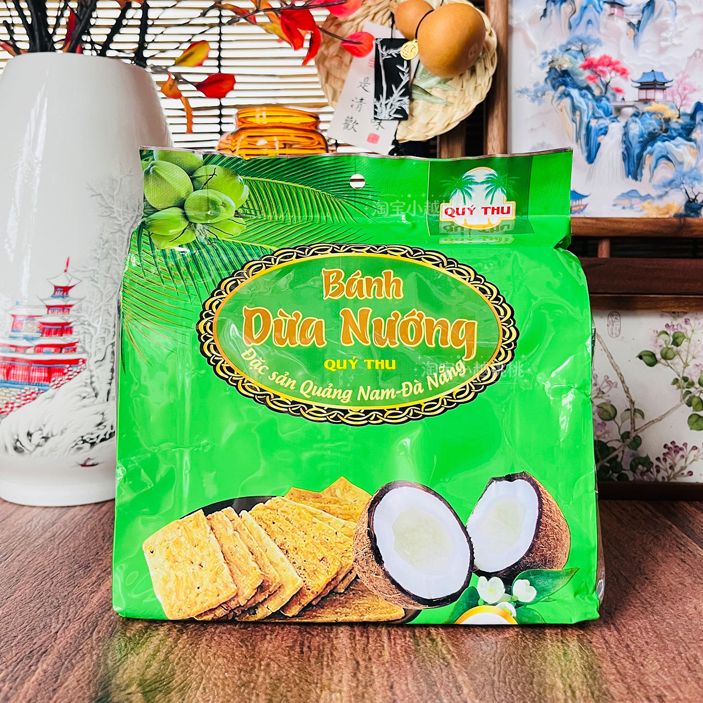 越南椰子饼QUY THU椰子烤饼banh dua nuong椰子酥饼干休闲零食