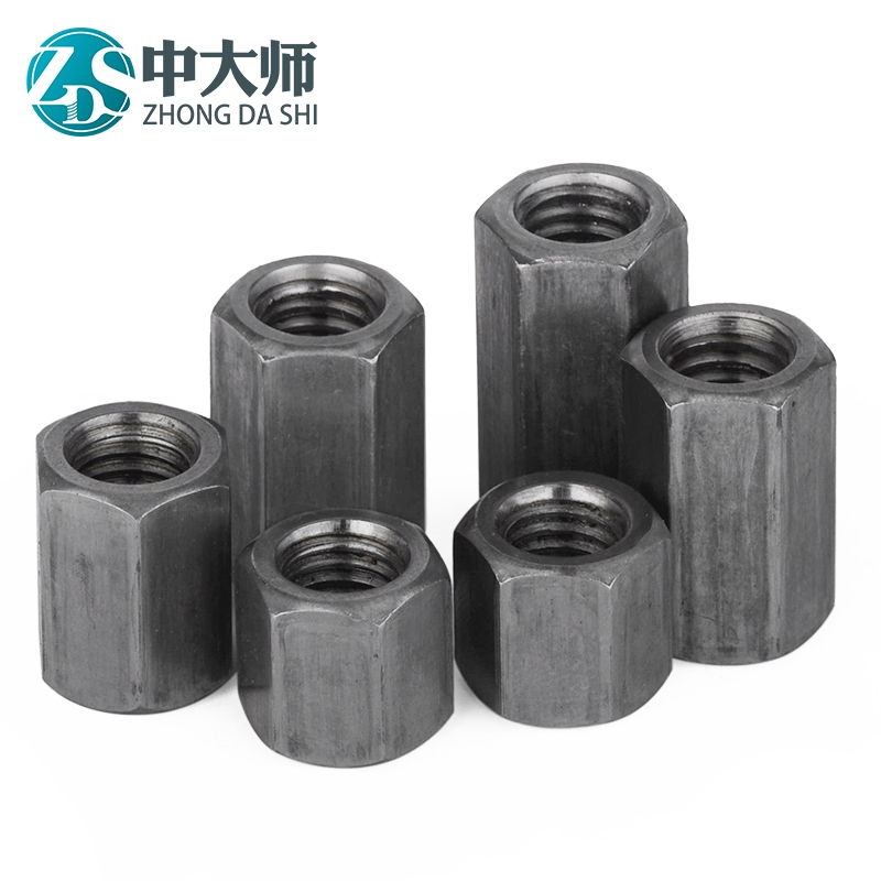 六角加长螺母螺杆丝杆接头连接螺帽 铁本色六角加厚焊接螺母M6M8