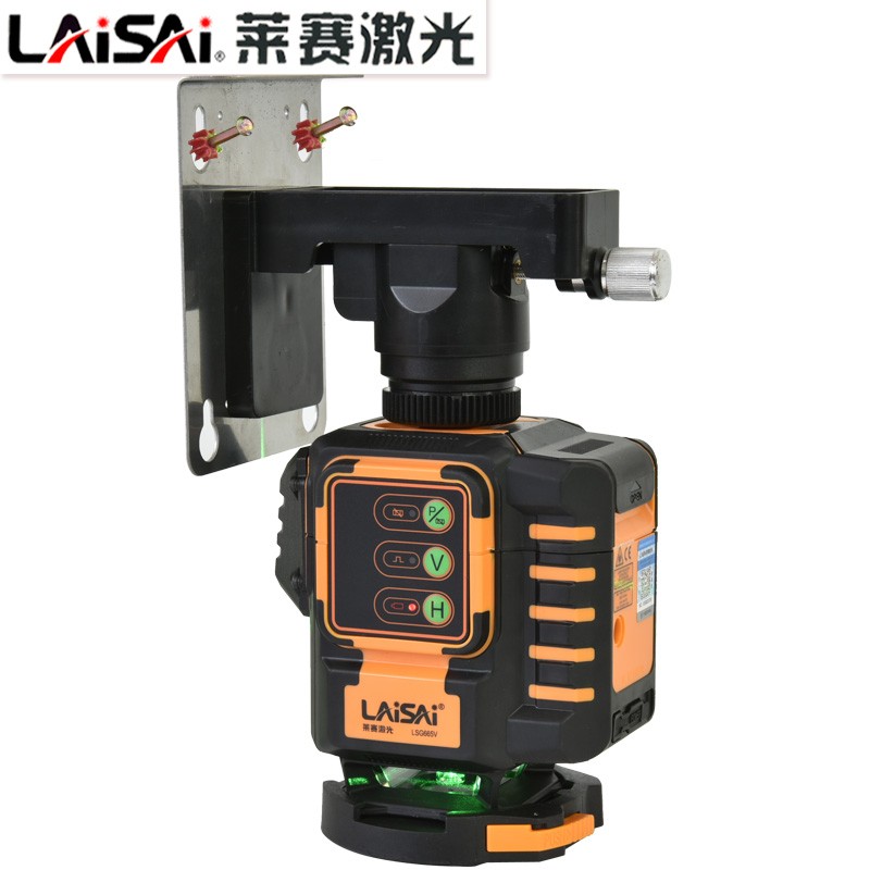 莱赛水平仪5线激光贴地贴墙仪绿光LSG665V高精度6线抹灰打点遥控