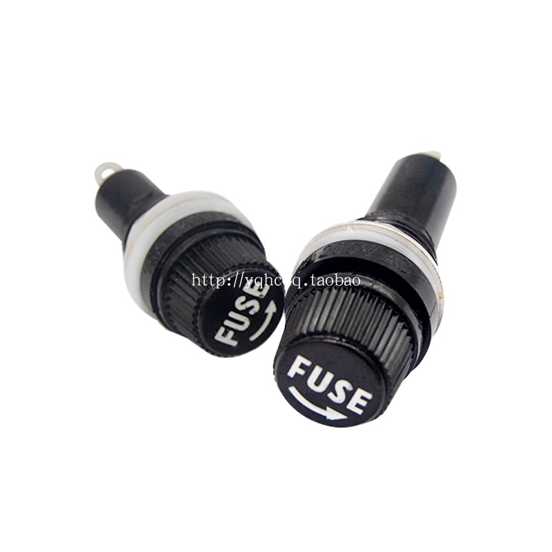 黑色旋钮FUSE 保险管座 玻璃管 5*20 6X30MM 保险丝座 熔断器底座