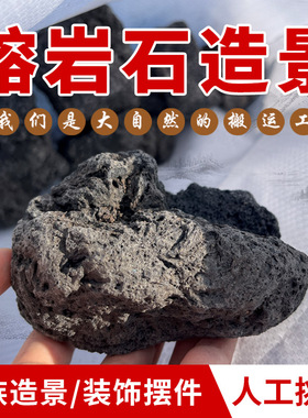 熔岩石造景石鱼缸专用黑色火山岩天然大块原石草缸造景水族装饰