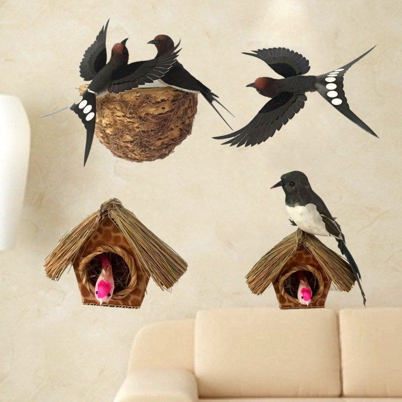 飞燕子小鸟窝燕窝墙面装饰立体墙贴走廊挂饰燕巢居家饰品墙上壁挂