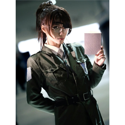 进击的巨人cosplay服马莱军官第三季调查兵团团服长款军绿色大衣