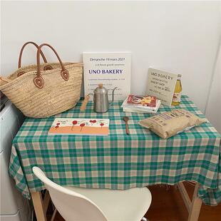 阿宝-圣诞ins法式桌垫复古绿格子秋冬加厚桌布餐布背景布室内家居