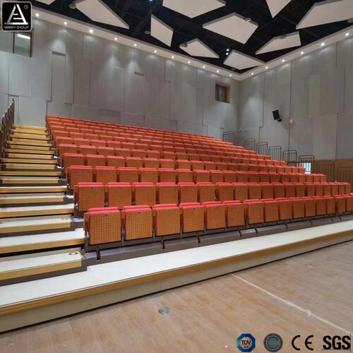 高品质电动后置式软包折叠座椅体育馆礼堂人体工学报告教堂座椅