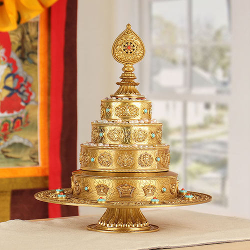 曼扎盘慧宝纯铜三十七堆供修装饰曼茶罗曼达托盘大号创意工艺摆件