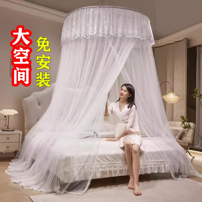加宽加大圆顶蚊帐3米大床拼婴儿床围栏床幔吸盘吊顶免安装大空间