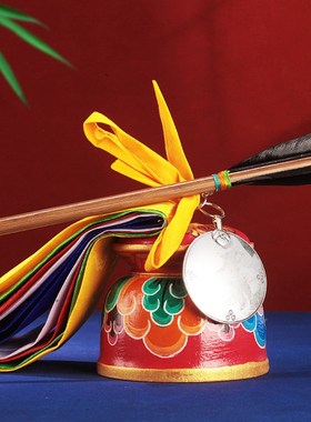 财神箭西藏竹杖藏式财神幡民族工艺礼品摆饰居家摆件竹杖高67cm吉