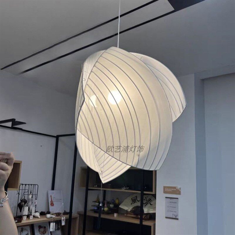 侘寂风餐厅吊灯复式LOFT楼梯灯北欧布艺客厅设计师款创意吧台灯具