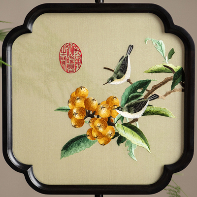 苏绣小摆件工艺品礼品中式桌面摆台小屏风苏州手工成品双面绣台屏