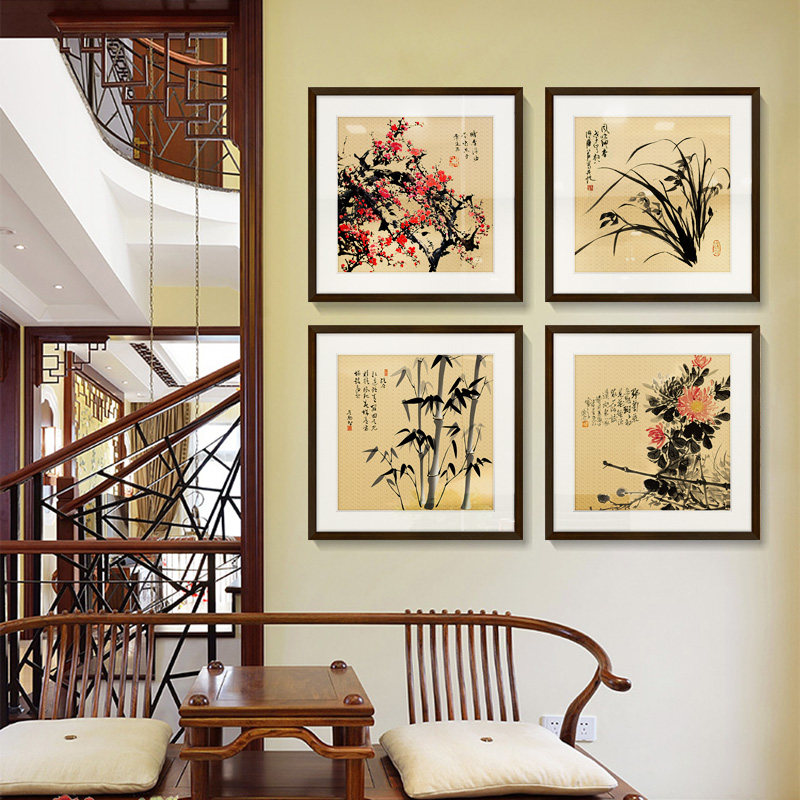 梅兰竹菊客厅沙发背景墙装饰画办现代装饰画