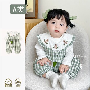 超萌女宝宝秋装连体婴儿衣服洋气两件套装一岁幼儿外出春秋季秋天