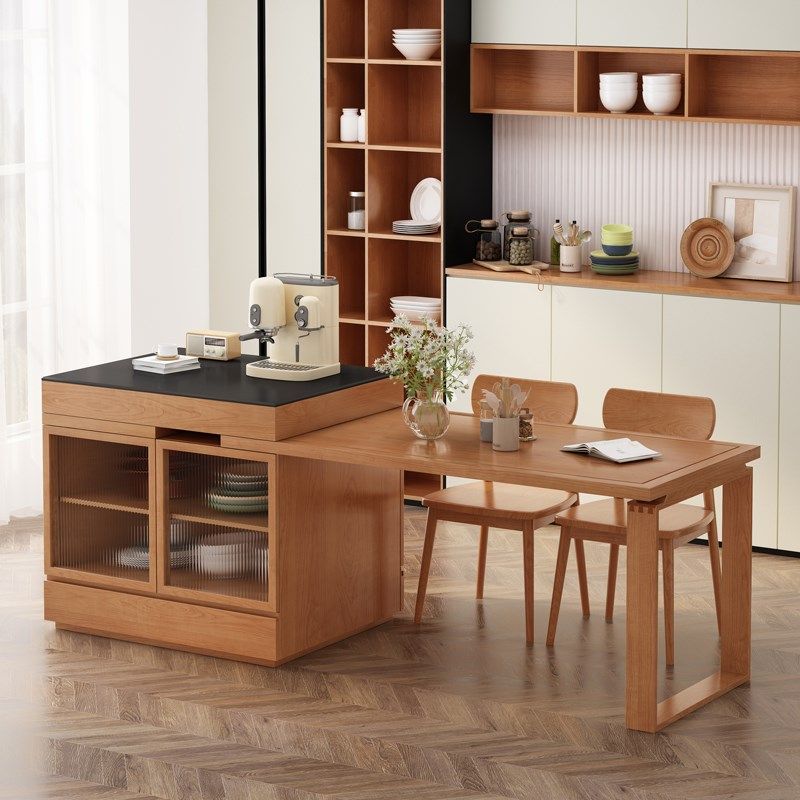 小户型储物餐边柜可定制北欧实木岛台餐桌一体可伸缩日式岩板吧台,住宅家具,岛台餐桌,淘宝优惠券,粉丝福利购,淘宝优惠卷
