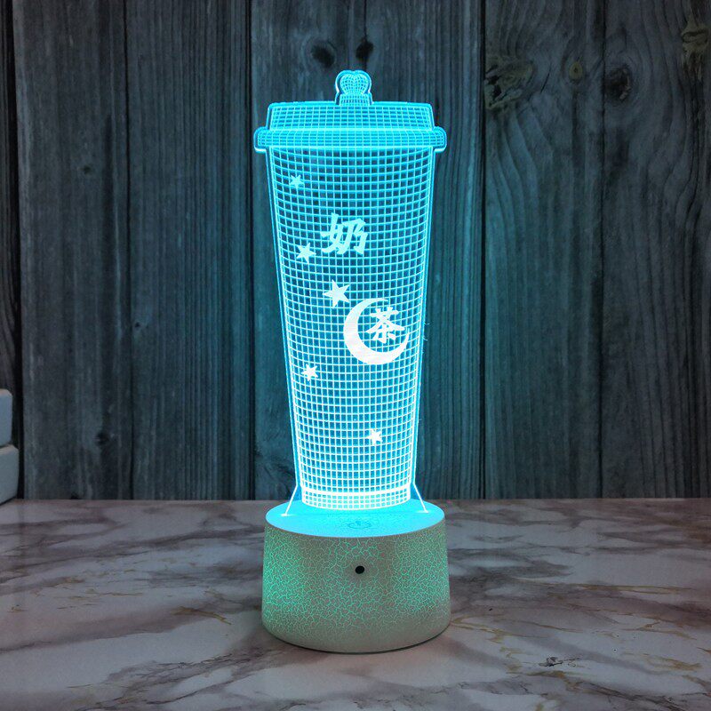 创意奶茶杯3d小夜灯usb插电卧室床头台灯酒吧台氛围灯创意礼品灯