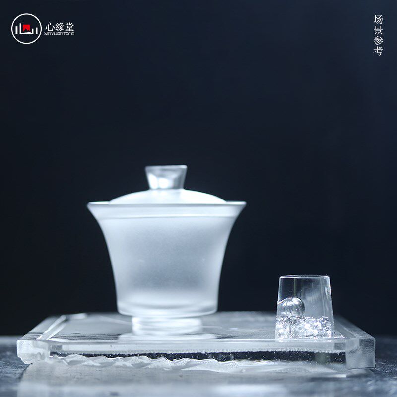 心缘堂琉璃盖置【小睡莲盖架】茶壶盖置内雕小睡莲茶道配件小巧