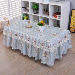 茶几桌布长方形布艺蕾丝餐桌垫客厅防滑茶几罩套家用电视柜防尘罩