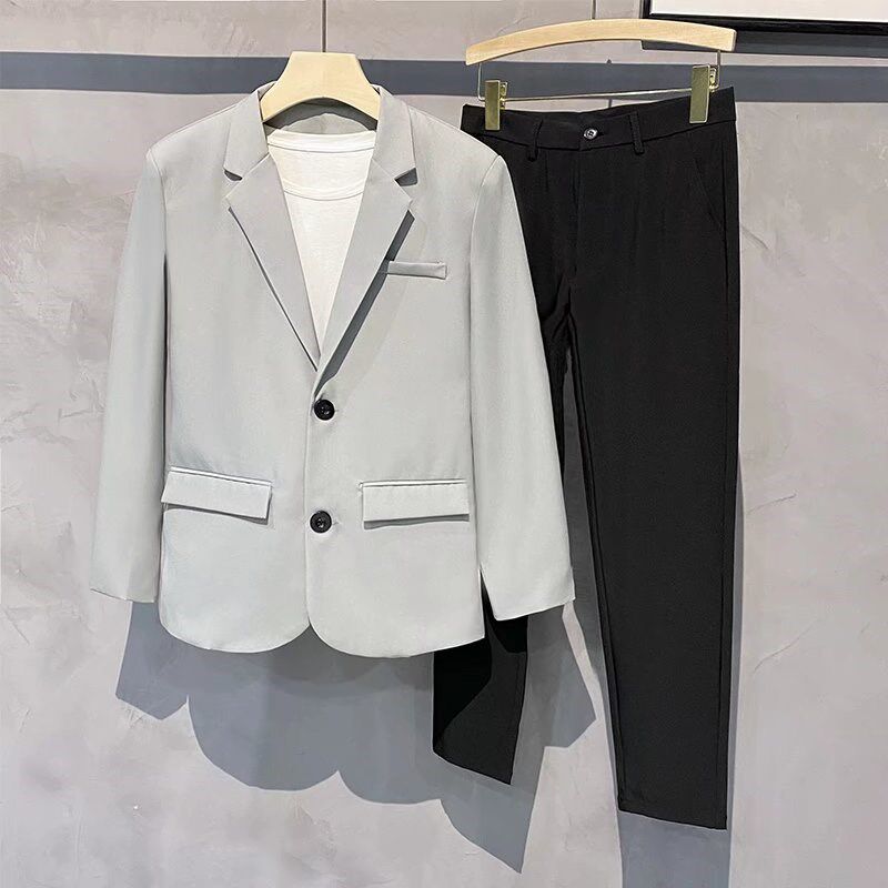 小西装外套男春季免烫垂感商务正装一套休闲百搭潮西服套装两件套