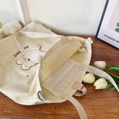 中学生帆布包可手提补习袋带挂件手提袋小学生可背女儿补课斜挎包