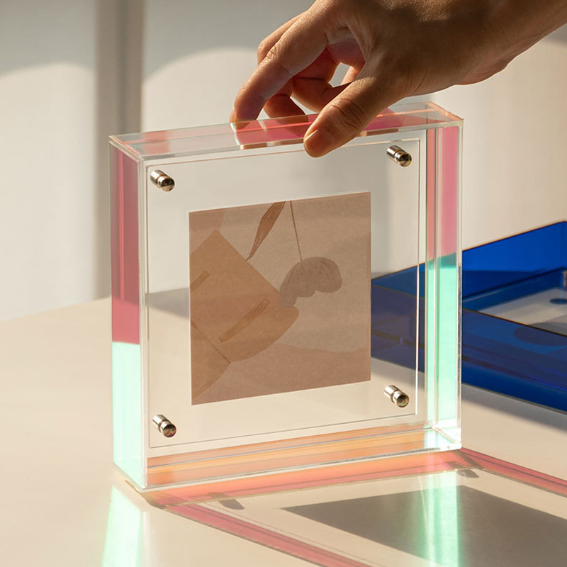 压克力正方形相框 彩色正4寸双面透明画框diy摆台压花装裱展示框
