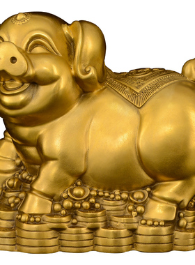 铜猪摆件纯铜猪装饰品客厅猪年礼品金猪店铺开业