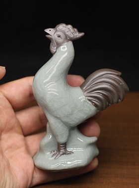 哥窑瓷器陶瓷十二生肖牛蛇鸡三合贵人局巳酉丑家用客厅办公室摆件