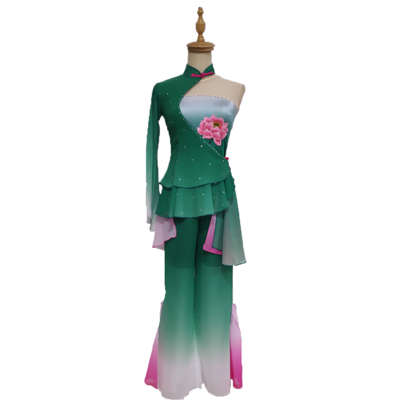 胶州秧歌舞蹈服古典桃李杯剧目咏荷演出服飘逸扇子舞艺考服女定制