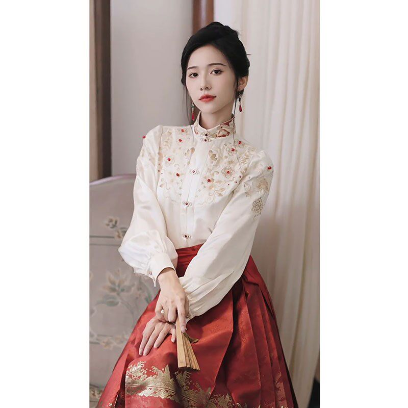 新中式国风马面裙套装女秋冬高级感气质长袖敬酒服半身裙子两件套