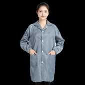防静电无尘服灰色大褂电子厂车间蓝白粉黄色防尘衣长款 夏天工作服