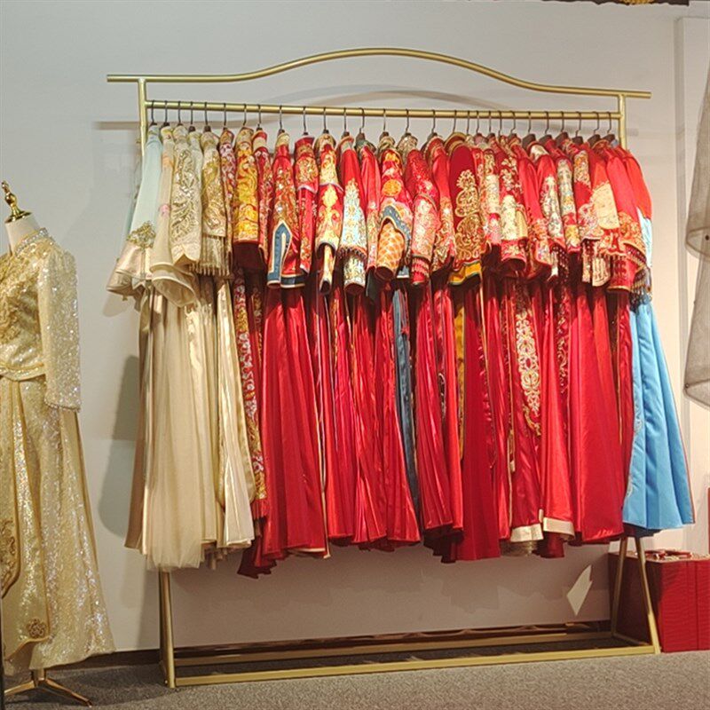 婚纱展示架简约落地架礼服馆中式秀禾拖尾挂衣架婚纱店货架侧挂架