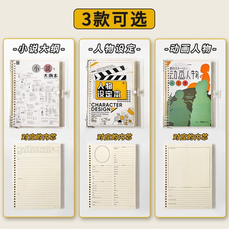 pvc外壳写小说专用笔记本本子pp活页封面小说写作神器人物设定本b