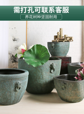 景德镇陶瓷鱼缸粗陶手工水缸大花盆乌龟缸锦鲤缸落地摆件庭院园林