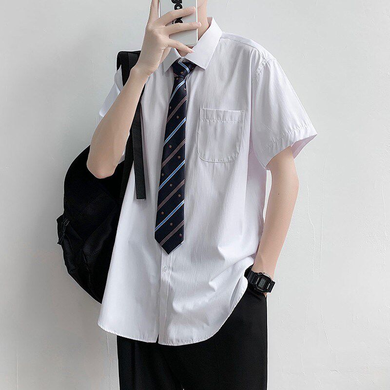 学院风白衬衫套装男女班服短袖初中高学生表演出制服毕业成人典礼